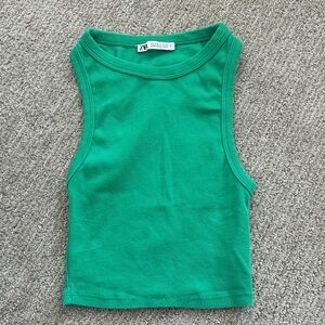 Zara Green Ribbed Tank Top